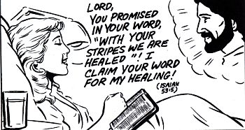 Sick lady claiming God's promises for healing.