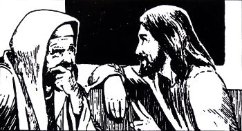 Jesus talking to Nicodemus.