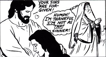 Jesus forgiving the sinner lady.